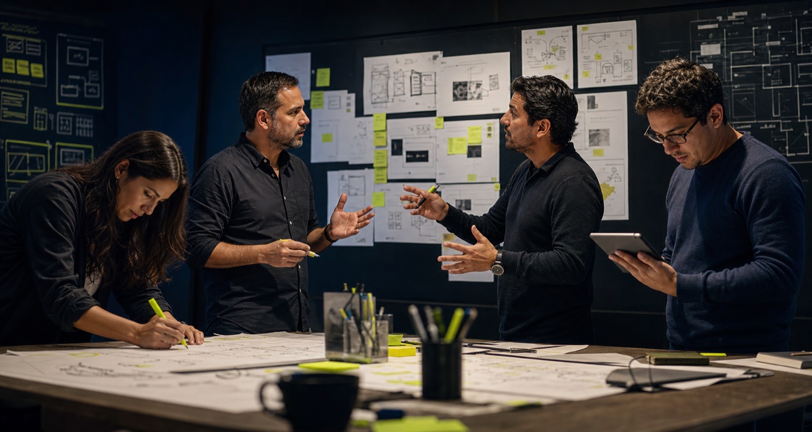 Equipo multidisciplinario definiendo el plan de una implementación de IA